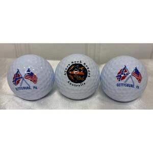 Lot of 3 Spalding Golf Balls 1 Ayer’s Rock Resort Australia & 2 Gettysburg PA